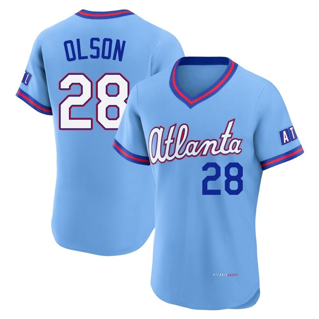 Atlanta Braves #28 Matt Olson Player Powder Blue BUTLER 2026 City Connect T-shirt Limited Elite Home Game Stitched Jerseys