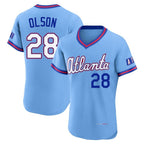 Atlanta Braves #28 Matt Olson Player Powder Blue BUTLER 2026 City Connect T-shirt Limited Elite Home Game Stitched Jerseys