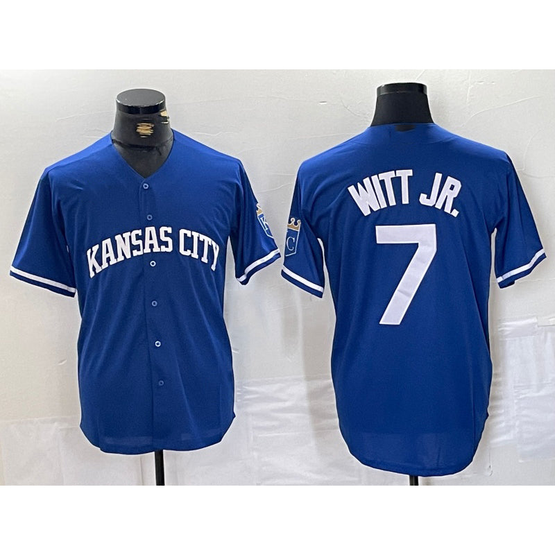 Kansas City Royals #7 Bobby Witt Jr Blue BUTLER Cool Base Stitched Jersey