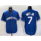Kansas City Royals #7 Bobby Witt Jr Blue BUTLER Cool Base Stitched Jersey