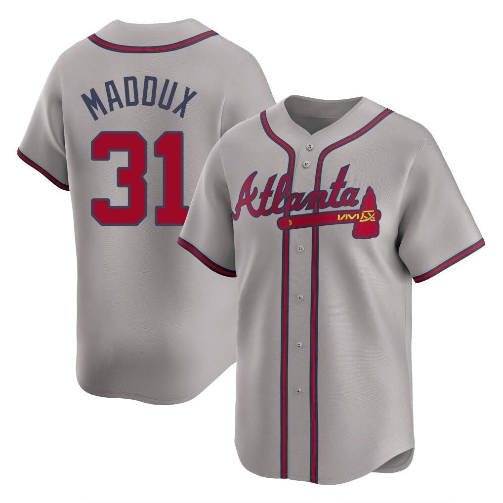 Atlanta Braves #31 Greg Maddux Player Gray BUTLER Limited Home Game Stitched Jerseys