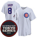 Chicago Cubs #8 Ian Happ White BUTLER 2025 World Tour Tokyo Series Home Stitched Jersey