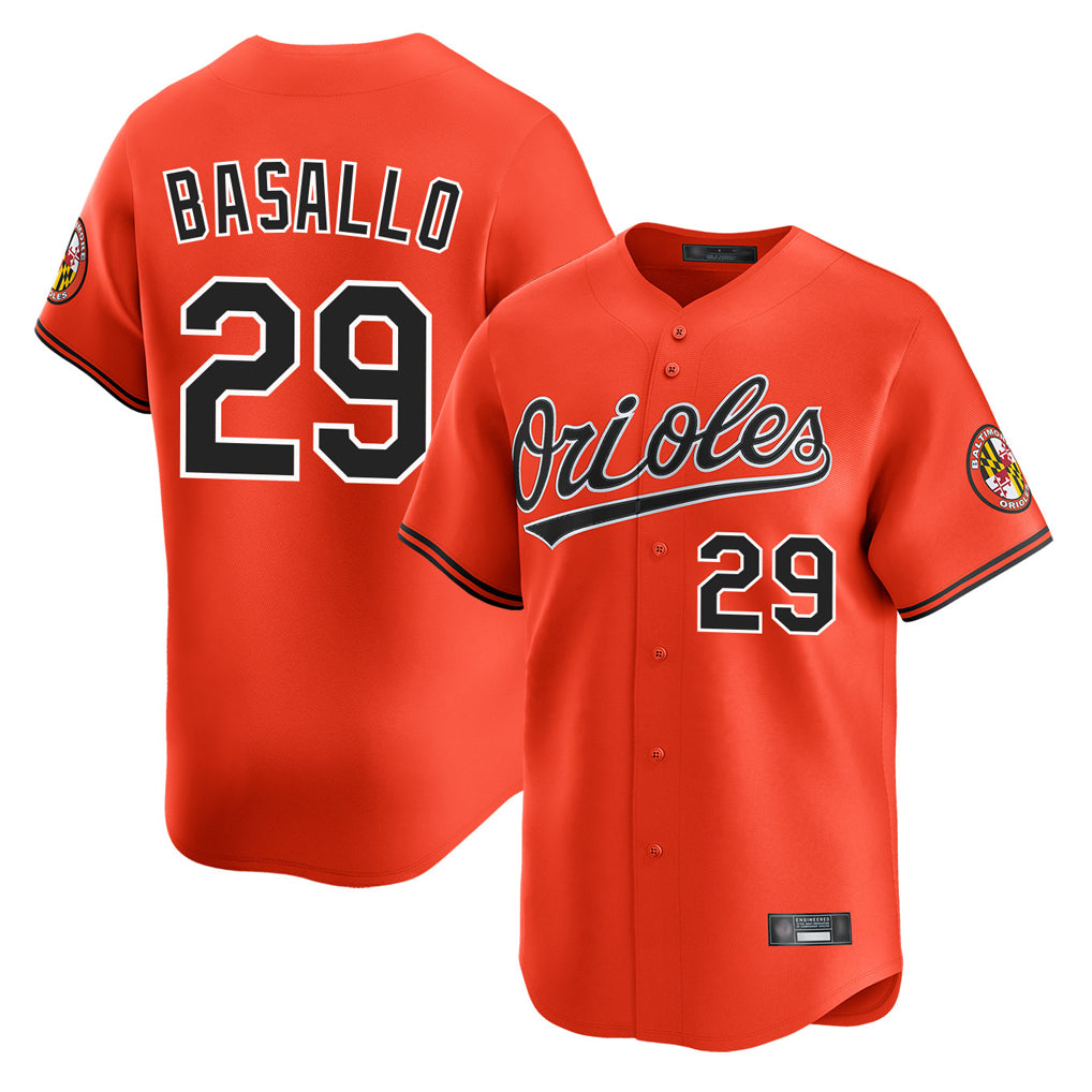 Baltimore Orioles #29 Samuel Basallo Player Orange BUTLER Limited Home Game Stitched Jerseys