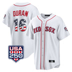 Boston Red Sox #16 Jarren Duran Player White BUTLER USA 250 Fourth of July Home Game Stitched Jerseys
