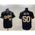 Los Angeles Dodgers #50 Mookie Betts Black Gold BUTLER 2024 World Series With No. 34 Patch Limited Stitched Jersey