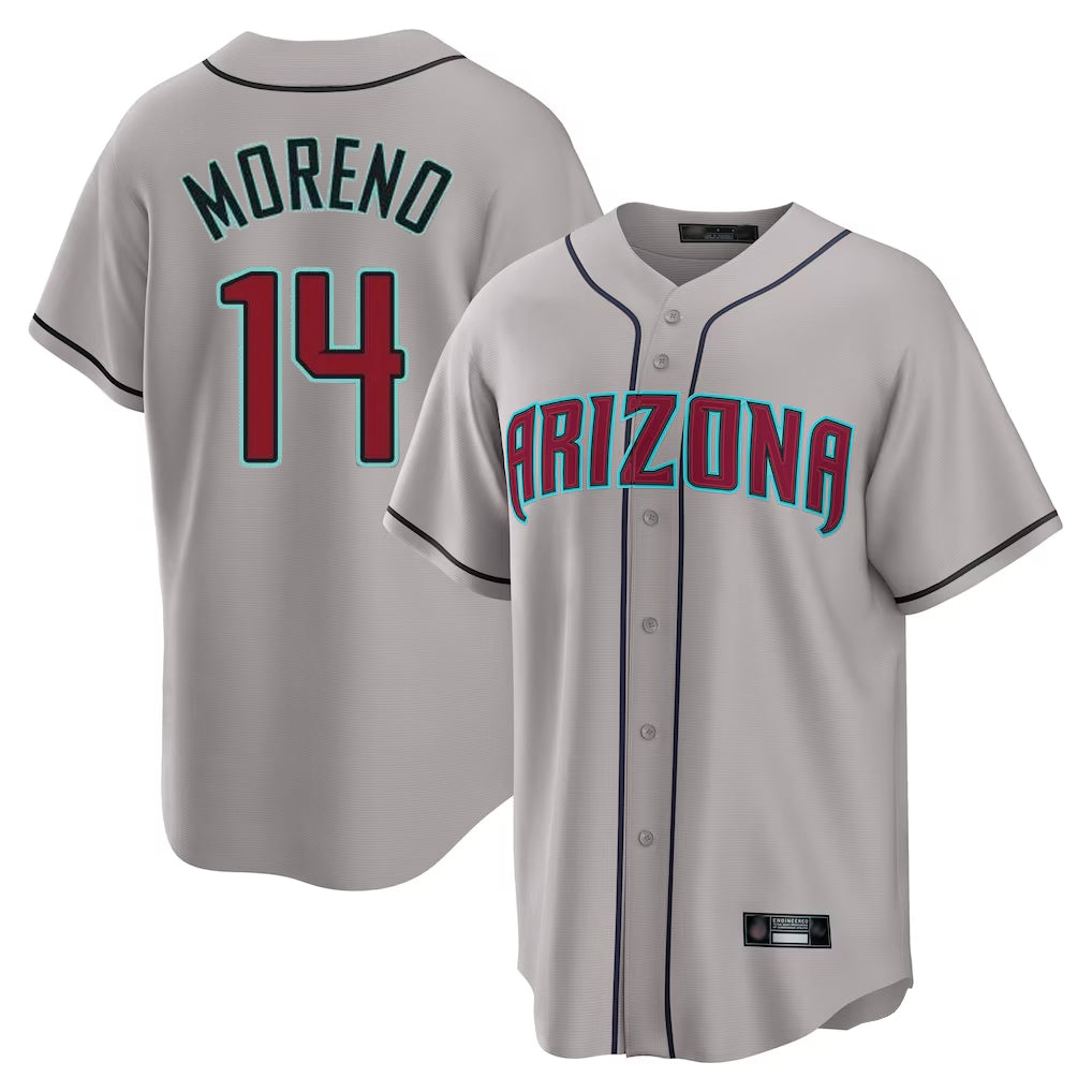 Arizona Diamondbacks #14 Gabriel Moreno Player Gray BUTLER Road Home Game Stitched Jerseys