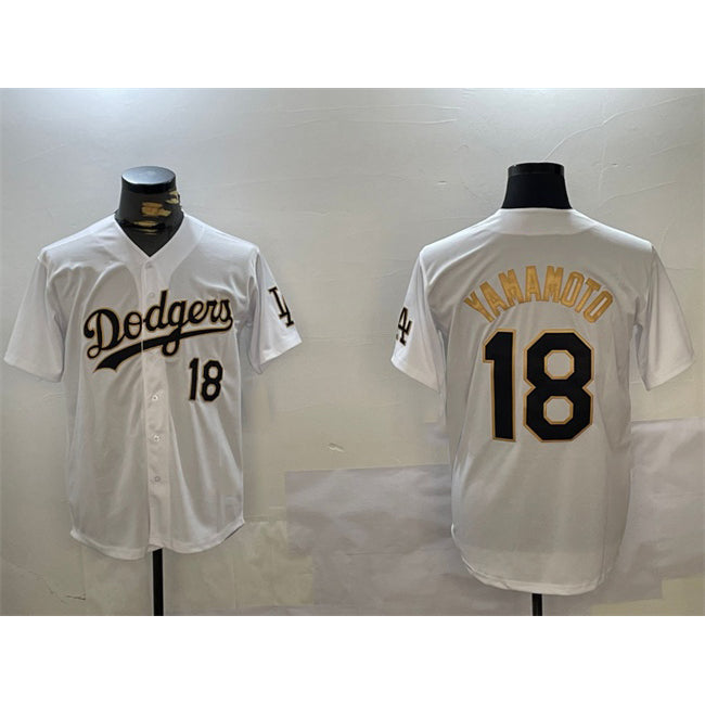 Los Angeles Dodgers #18 Yoshinobu Yamamoto White Gold BUTLER Home Limited Stitched Jersey 2