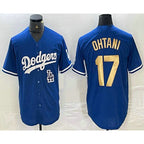 Los Angeles Dodgers #17 Shohei Ohtani Blue Gold BUTLER Stitched Cool Base Jerseys