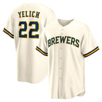 Milwaukee Brewers #22 Christian Yelich White BUTLER Home Replica Jersey