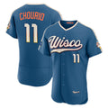 Milwaukee Brewers #11 Jackson Chourio Mineral Blue BUTLER 2026 City Connect Authentic Sponsor Patch Jersey