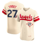 Los Angeles Angels #27 Mike Trout Cream BUTLER City Connect Elite Player Jersey
