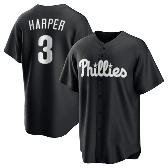Philadelphia Phillies #3 Bryce Harper Black BUTLER Lights Out Limited Stitched Jersey