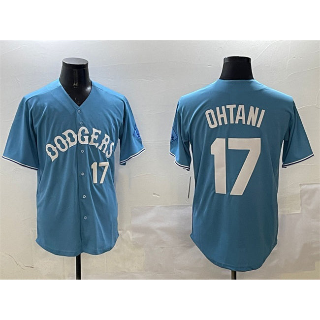 Los Angeles Dodgers #17 Shohei Ohtani Light Blue BUTLER Limited Stitched Jersey