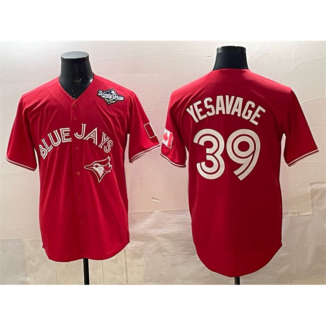 Toronto Blue Jays #39 Trey Yesavage Red BUTLER 2025 World Series Cool Base Stitched Jersey