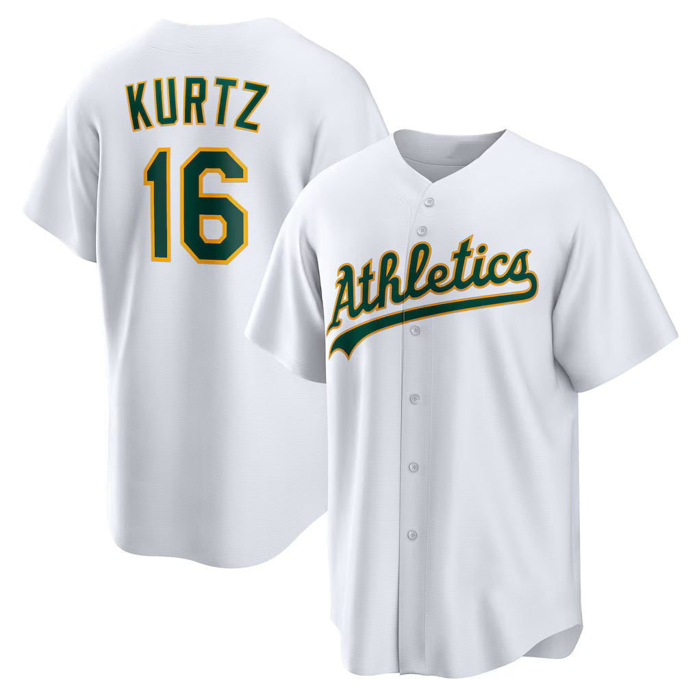 Oakland Athletics #16 Nick Kurtz White BUTLER Home Replica Player Jersey