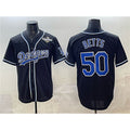 Los Angeles Dodgers #50 Mookie Betts Black BUTLER Fashion 2025 World Series Cool Base Stitched Jersey