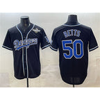 Los Angeles Dodgers #50 Mookie Betts Black BUTLER Fashion 2025 World Series Cool Base Stitched Jersey