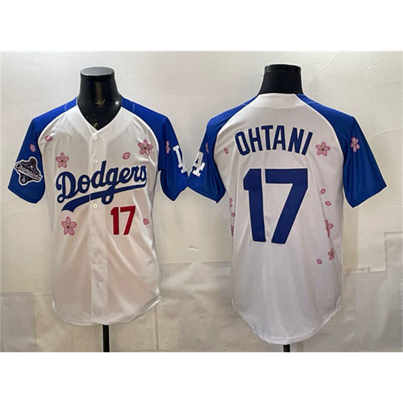 Los Angeles Dodgers #17 Shohei Ohtani White Royal BUTLER 2025 World Series Champions Patch Tokyo Series Limited Stitched Jersey