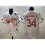 Los Angeles Dodgers #34 Fernando Valenzuela White BUTLER Mexico California Patch 2025 World Series Patch Stitched Jersey