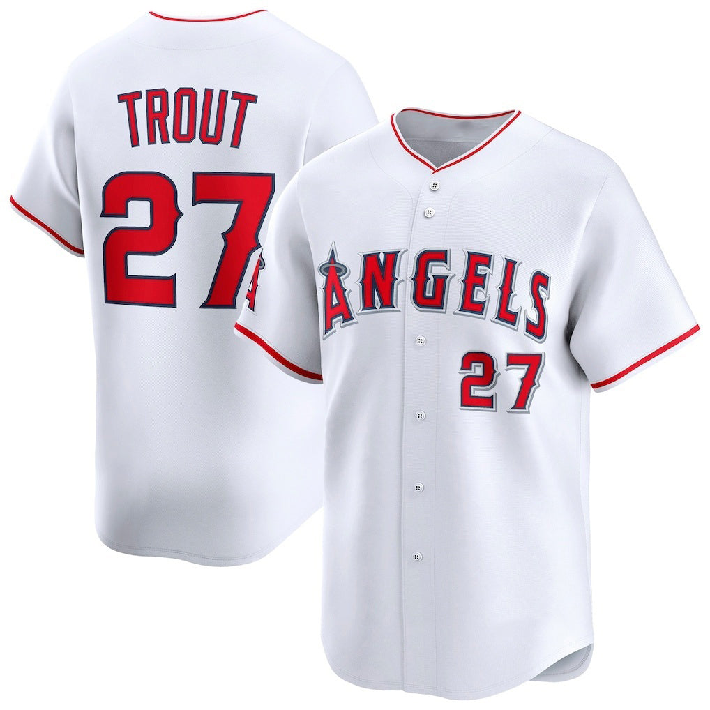 Los Angeles Angels #27 Mike Trout White BUTLER Home Limited Player Jersey