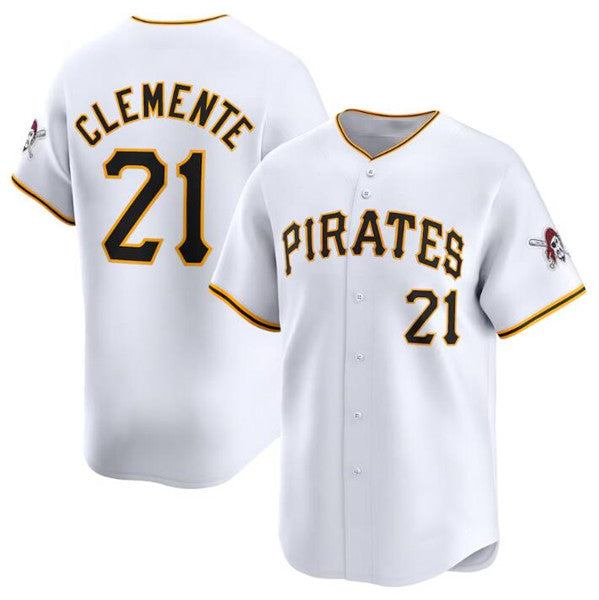 Pittsburgh Pirates #21 Roberto Clemente White BUTLER Home Limited Stitched Jersey