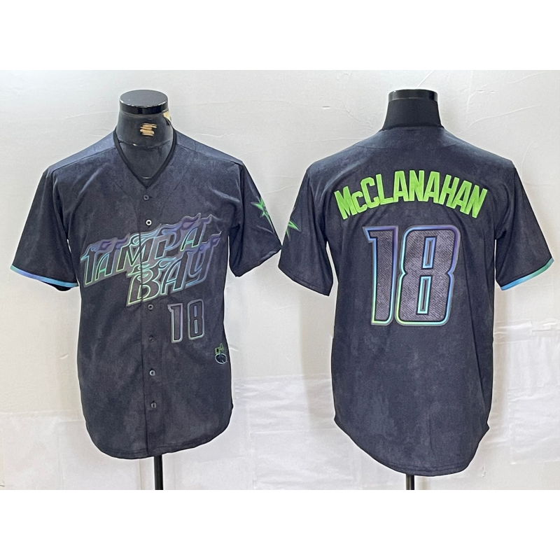 Tampa Bay Rays #18 Shane McClanahan Number Charcoal BUTLER 2024 City Connect Limited Stitched Jersey 2