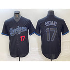 Los Angeles Dodgers #17 Shohei Ohtani Number Lights Out Black BUTLER Fashion Stitched Cool Base Jersey
