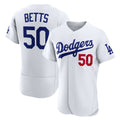 Los Angeles Dodgers #50 Mookie Betts White BUTLER Home Authentic Jersey