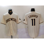 Milwaukee Brewers #11 Jackson Chourio Cream BUTLER Stitched Cool Base Jersey 2