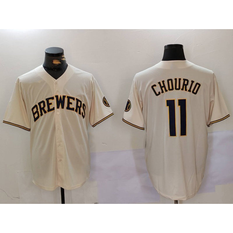 Milwaukee Brewers #11 Jackson Chourio Cream BUTLER Stitched Cool Base Jersey 2
