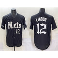 New York Mets #12 Francisco Lindor Black BUTLER 'Gotham Gothic Edition' Vapor Premier Limited Stitched Jersey