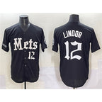 New York Mets #12 Francisco Lindor Black BUTLER 'Gotham Gothic Edition' Vapor Premier Limited Stitched Jersey