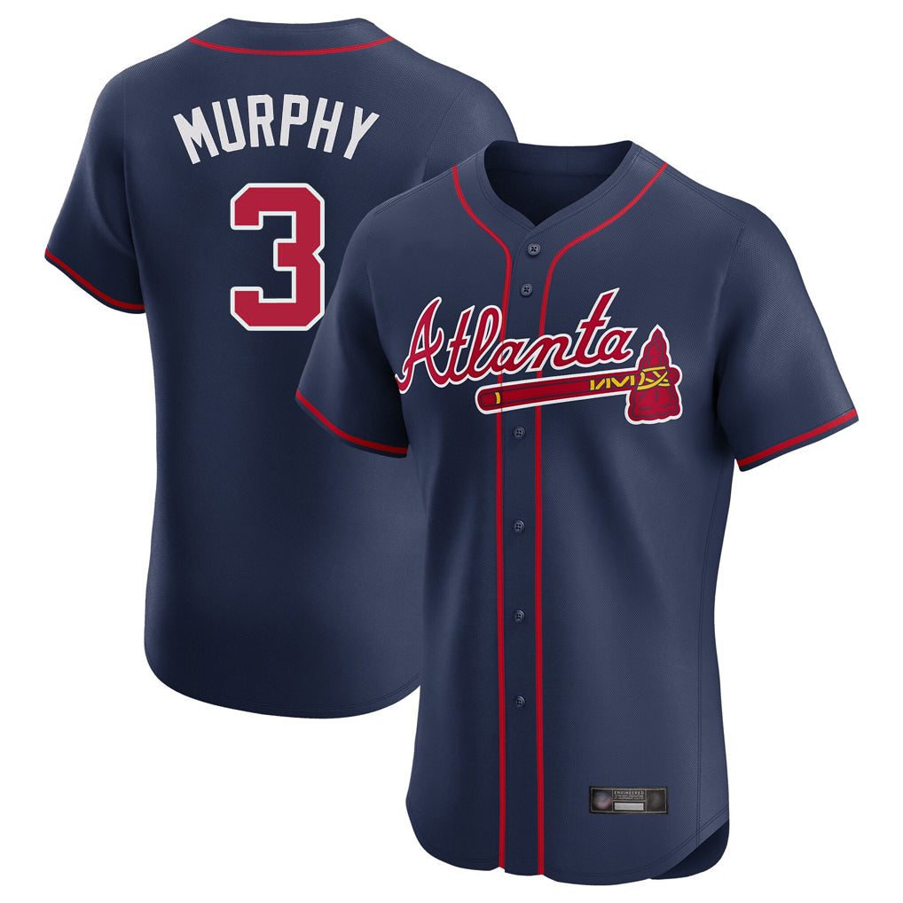 Atlanta Braves #3 Dale Murphy Player Navy BUTLER Limited Elite Home Game Stitched Jerseys