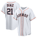 Houston Astros #21 Yainer Diaz White BUTLER Home Replica Jersey