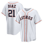 Houston Astros #21 Yainer Diaz White BUTLER Home Replica Jersey