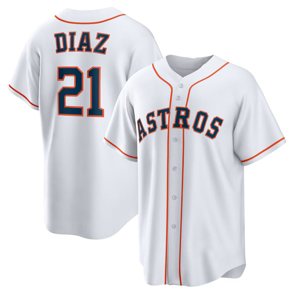Houston Astros #21 Yainer Diaz White BUTLER Home Replica Jersey