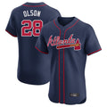 Atlanta Braves #28 Matt Olson Player Navy BUTLER Limited Elite Home Game Stitched Jerseys