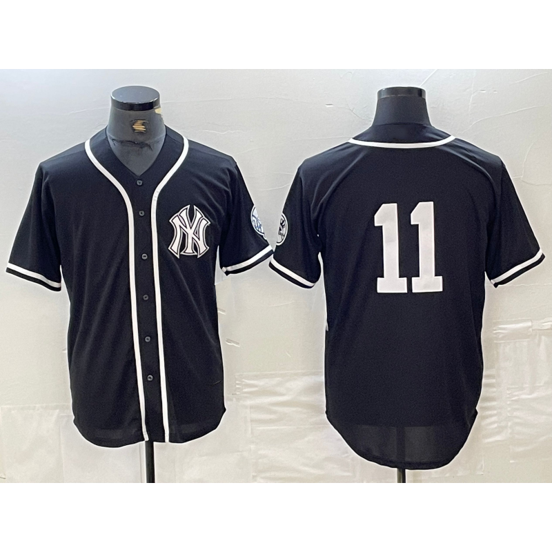 New York Yankees #11 Anthony Volpe No Name Black White BUTLER Cool Base Stitched Jersey