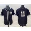 New York Yankees #11 Anthony Volpe No Name Black White BUTLER Cool Base Stitched Jersey