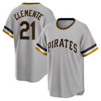 Pittsburgh Pirates #21 Roberto Clemente Gray BUTLER Road Cooperstown Collection Player Jersey