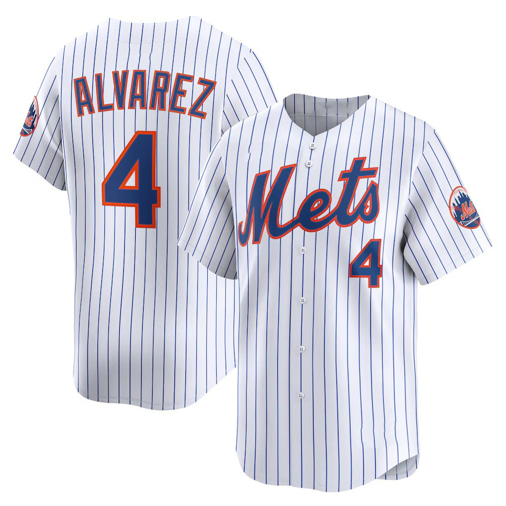 New York Mets #4 Francisco Alvarez White BUTLER Home Limited Player Jersey