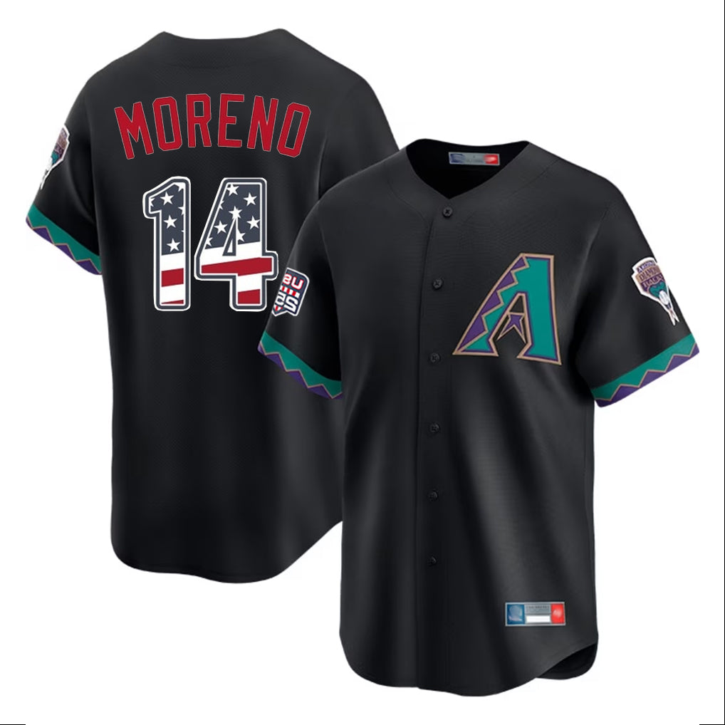 Arizona Diamondbacks #14 Gabriel Moreno Player Black BUTLER USA 250 Fourth of July Home Game Stitched Jerseys
