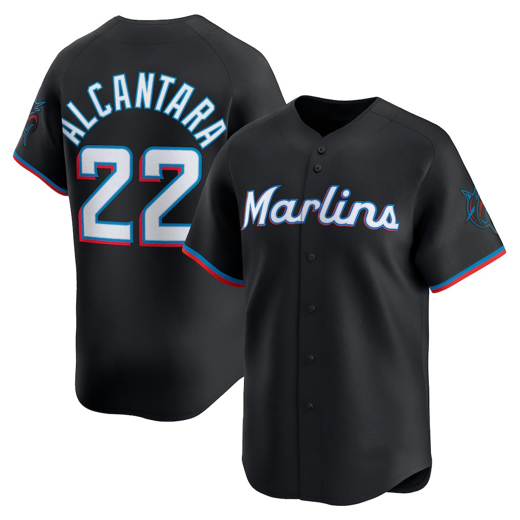 Miami Marlins #22 Sandy Alcantara Black BUTLER Alternate Limited Player Jersey