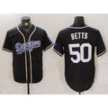 Los Angeles Dodgers #50 Mookie Betts Black White BUTLER Cool Base Stitched Jersey