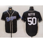 Los Angeles Dodgers #50 Mookie Betts Black White BUTLER Cool Base Stitched Jersey