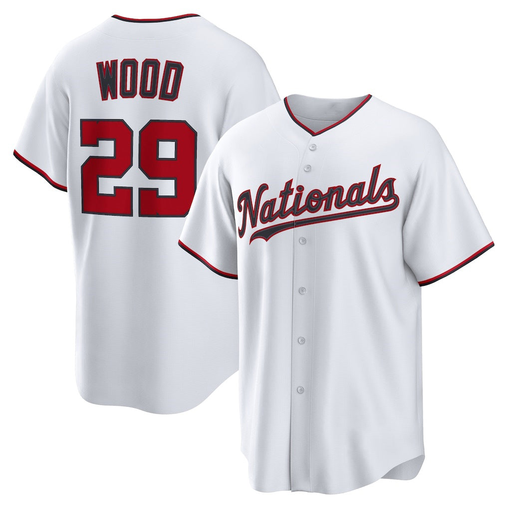 Washington Nationals #29 James Wood White BUTLER Home Replica Jersey