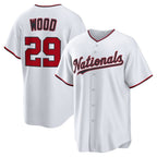 Washington Nationals #29 James Wood White BUTLER Home Replica Jersey