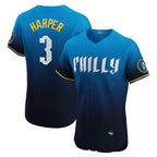 Philadelphia Phillies #3 Bryce Harper Navy BUTLER City Connect Elite Jersey