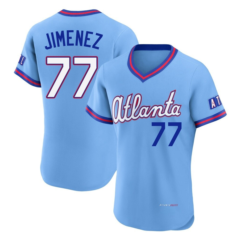 Atlanta Braves #77 Joe Jimenez Player Powder Blue BUTLER 2026 City Connect T-shirt Limited Elite Home Game Stitched Jerseys
