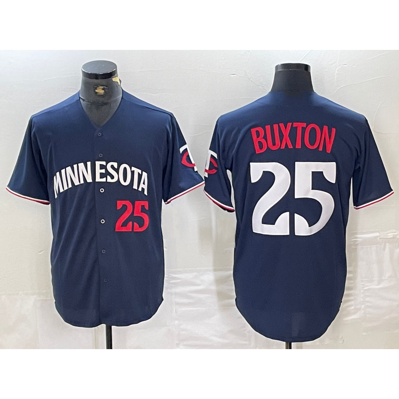 Minnesota Twins #25 Byron Buxton Number 2023 Navy Blue BUTLER Cool Base Stitched Jersey 2